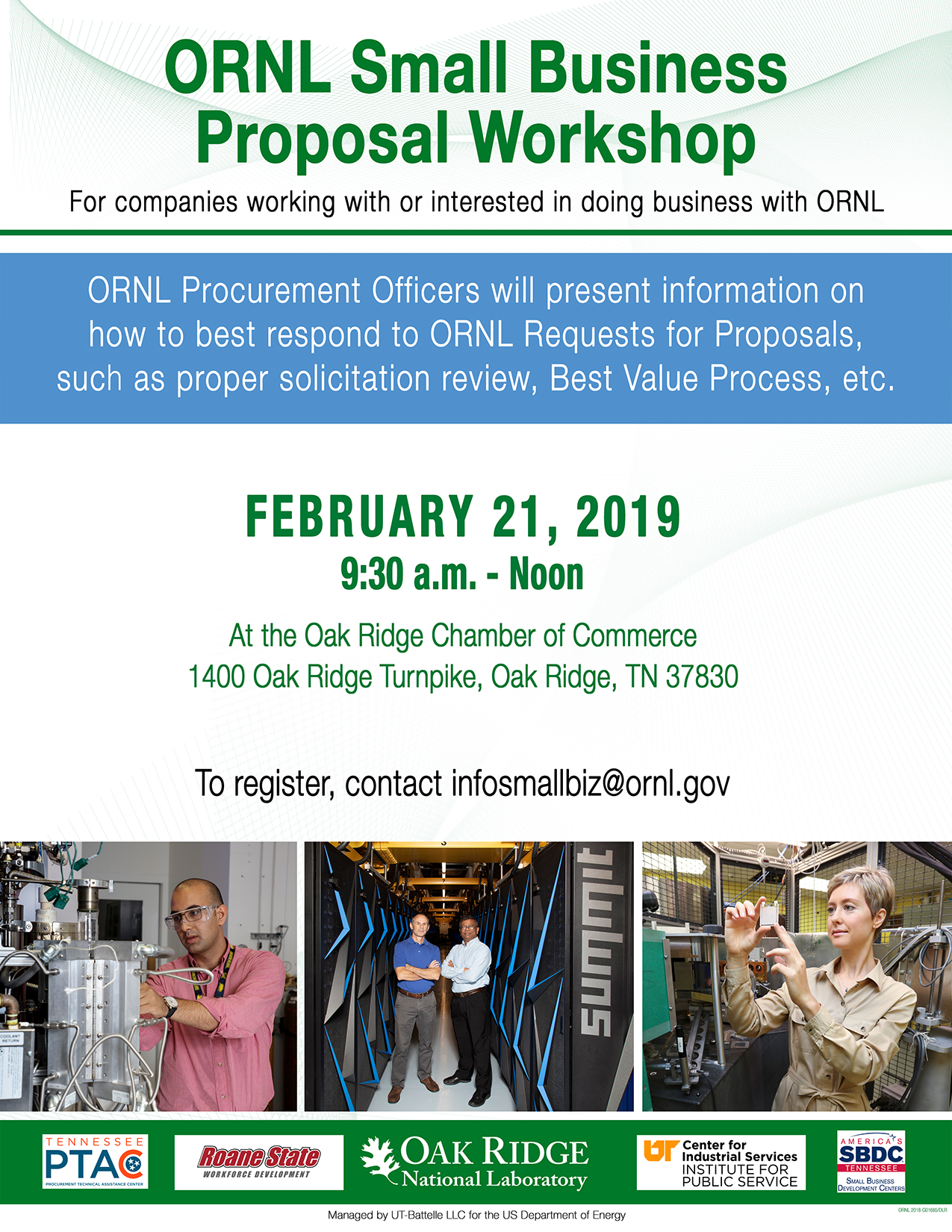 ORNL Small Business Proposal Workshop, 2.21.19