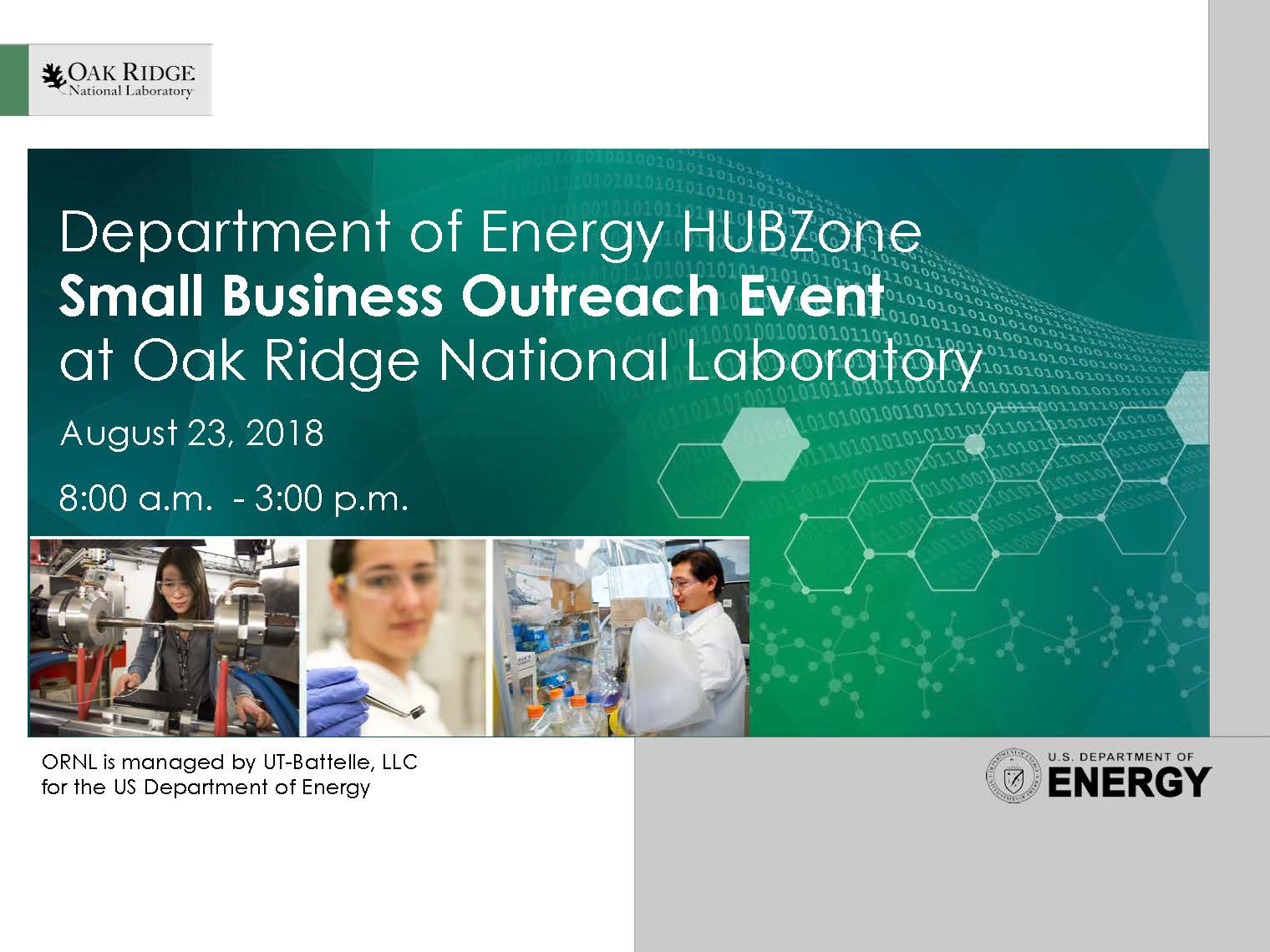 DOE HUBZone Small Business Outreach at ORNL
